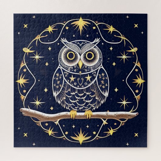 Puzzle Illustration complexe de hibou nocturne (Vertical)