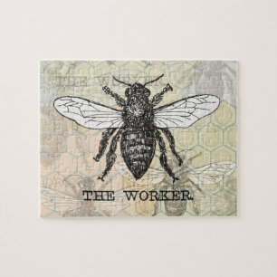 Puzzle Illustration d'abeille ouvrière vintage