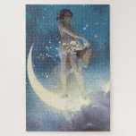 Puzzle Illustration d'affichage de la stars<br><div class="desc">Vintage illustration of a female,  representing spring,  standing on the crescent moon,  scattering stars throughout the sky. Painting by American artist Edwin Blashfield (1927).</div>