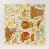 Puzzle Illustration d'animaux de forêt ornementaux. (Horizontal)