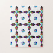 Puzzle Illustration d'art couleur fleurs turquoise (Vertical)