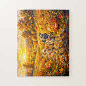Puzzle Illustration de balais de chemin de citrouille aut (Vertical)