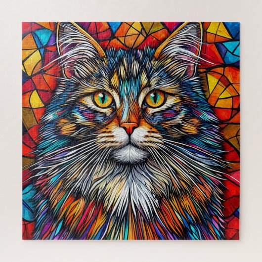Puzzle Illustration de chat abstrait vibrant (Vertical)
