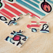 Puzzle Illustration de chat avec des fleurs et un slogan  (Côté)