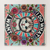Puzzle Illustration de chat avec des fleurs et un slogan  (Horizontal)