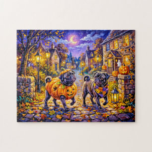 Puzzle Illustration de chien Mops en costume de Halloween