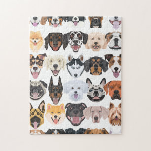 Puzzle Illustration de chiens heureux motifs