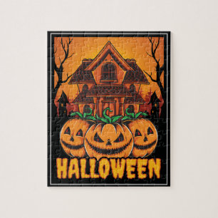 Puzzle Illustration de citrouille de maison hantée Hallow