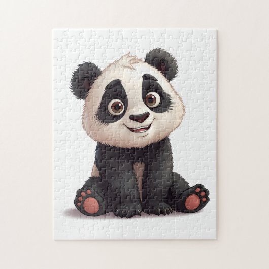 Puzzle Illustration de dessin animé d'ours panda assis (Vertical)