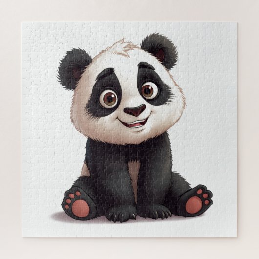 Puzzle Illustration de dessin animé d'ours panda assis (Vertical)