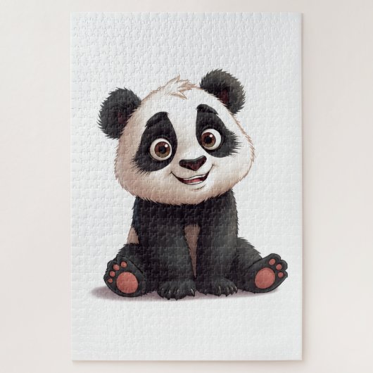 Puzzle Illustration de dessin animé d'ours panda assis (Vertical)
