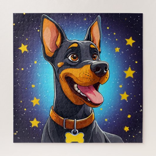 Puzzle Illustration de Doberman joyeux (Vertical)