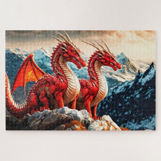 Puzzle Illustration de dragons perchés (Horizontal)