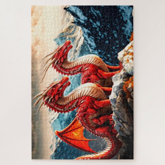 Puzzle Illustration de dragons perchés (Vertical)