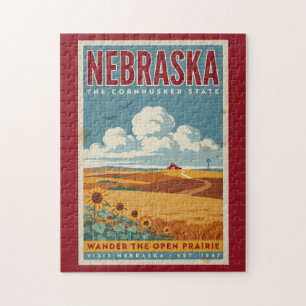 Puzzle Illustration de ferme de prairie du Nebraska, Art