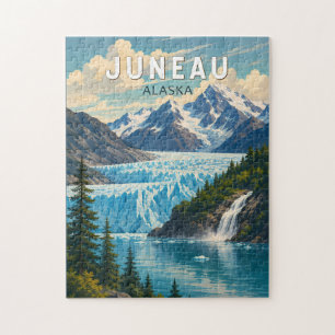 Puzzle Illustration de Juneau en Alaska Art de voyage vin