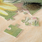 Puzzle Illustration de Kitten vintage avec Fleurs Jaunes (Côté)