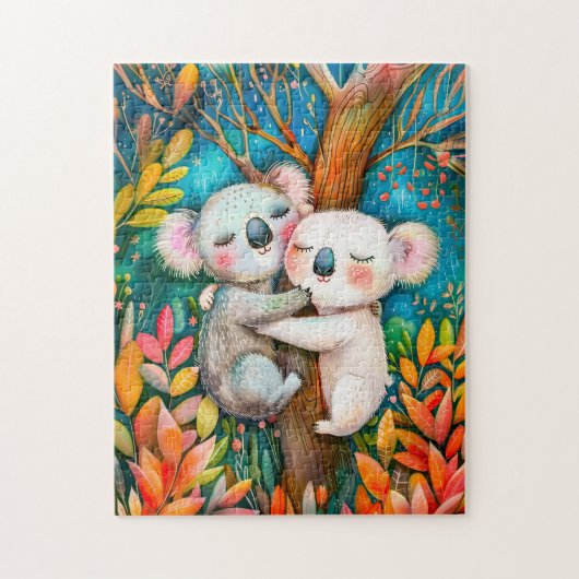 Puzzle Illustration de koalas s'étreignant dans la forêt (Vertical)