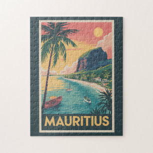 Puzzle Illustration de la côte de Maurice Art de voyage v