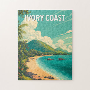 Puzzle Illustration de la Côte d'Ivoire Voyage Art Vintag