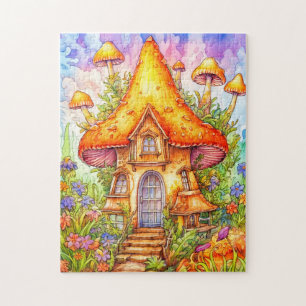 Puzzle Illustration de la maison de champignons majestueu