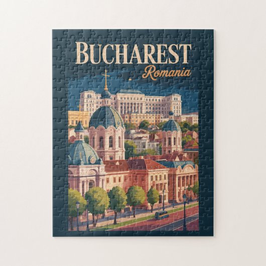 Puzzle Illustration de la skyline de Bucarest Art de voya (Vertical)