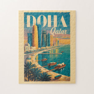 Puzzle Illustration de la skyline de Doha Qatar Art de vo