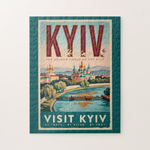 Puzzle Illustration de la skyline de Kiev en Ukraine, Art