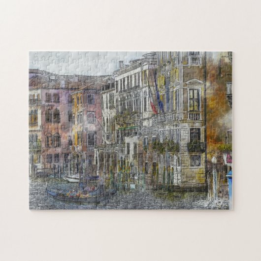 Puzzle Illustration de la ville d'aquarelle (Horizontal)