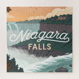 Puzzle Illustration de l'affiche rétro vintage des chutes