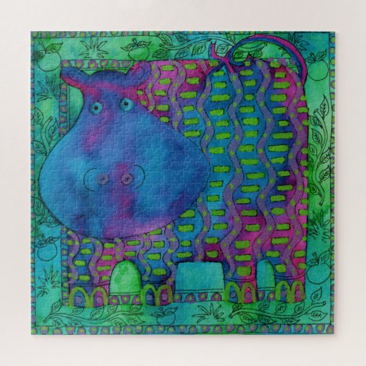Puzzle Illustration de l'aquarelle à Hippo (Horizontal)