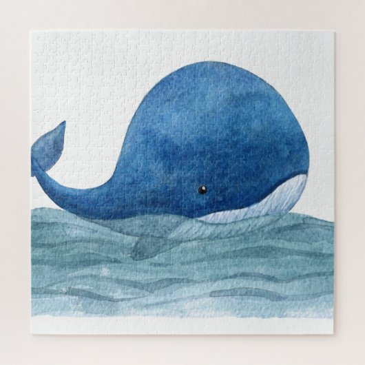 Puzzle Illustration de l'aquarelle de la baleine bleue mi (Vertical)