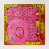 Puzzle Illustration de l'aquarelle de porc à motifs (Vertical)