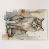 Puzzle Illustration de l'aquarelle du Maine Coon (Horizontal)