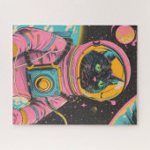 Puzzle Illustration de l'astronaute Cat Retro (Horizontal)