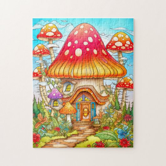 Puzzle Illustration de Maison Champignon Magique (Vertical)