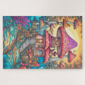 Puzzle Illustration de maison de champignon psychédélique (Horizontal)