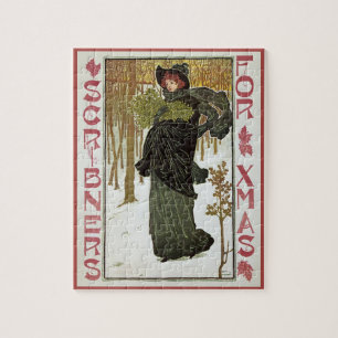 Puzzle Illustration de Noël vintage Art nouveau couvertur