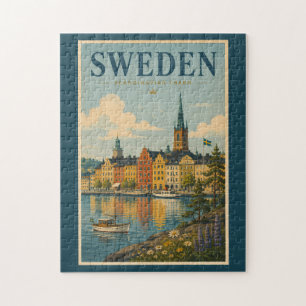 Puzzle Illustration de paysage suédois Art de voyage vint