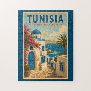 Puzzle Illustration de paysage tunisien Art de voyage vin