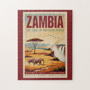 Puzzle Illustration de paysage zambien Art de voyage vint