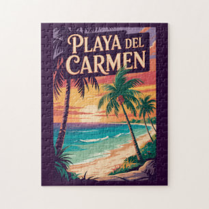 Puzzle Illustration de Playa del Carmen Art de voyage Vin
