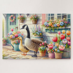 Puzzle Illustration de printemps d'oies de jardin de cott