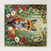 Puzzle Illustration de renard dans une forêt de fleurs sa (Horizontal)