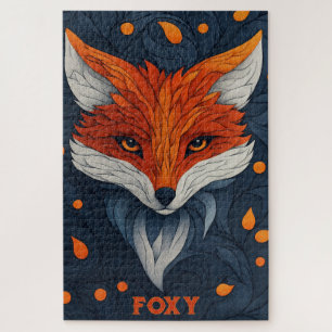 Puzzle Illustration de renard stylisé avec fond floral