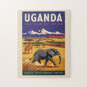 Puzzle Illustration de safari en Ouganda Art de voyage vi