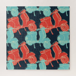 Puzzle Illustration de scooter Vintage coloré