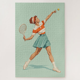 Puzzle Illustration de service de tennis vintage