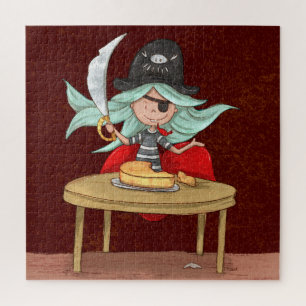 Puzzle Illustration de sirène pirate drôle coupant du fro