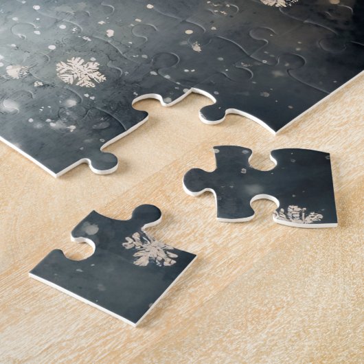 Puzzle Illustration de Snowman Snowflakes rustiques (Côté)